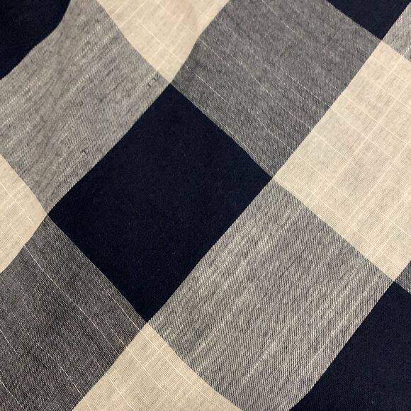 THML Navy White Large Check Frayed SS Boho Embroidered Knee Length Dress Size M - Picture 14 of 16